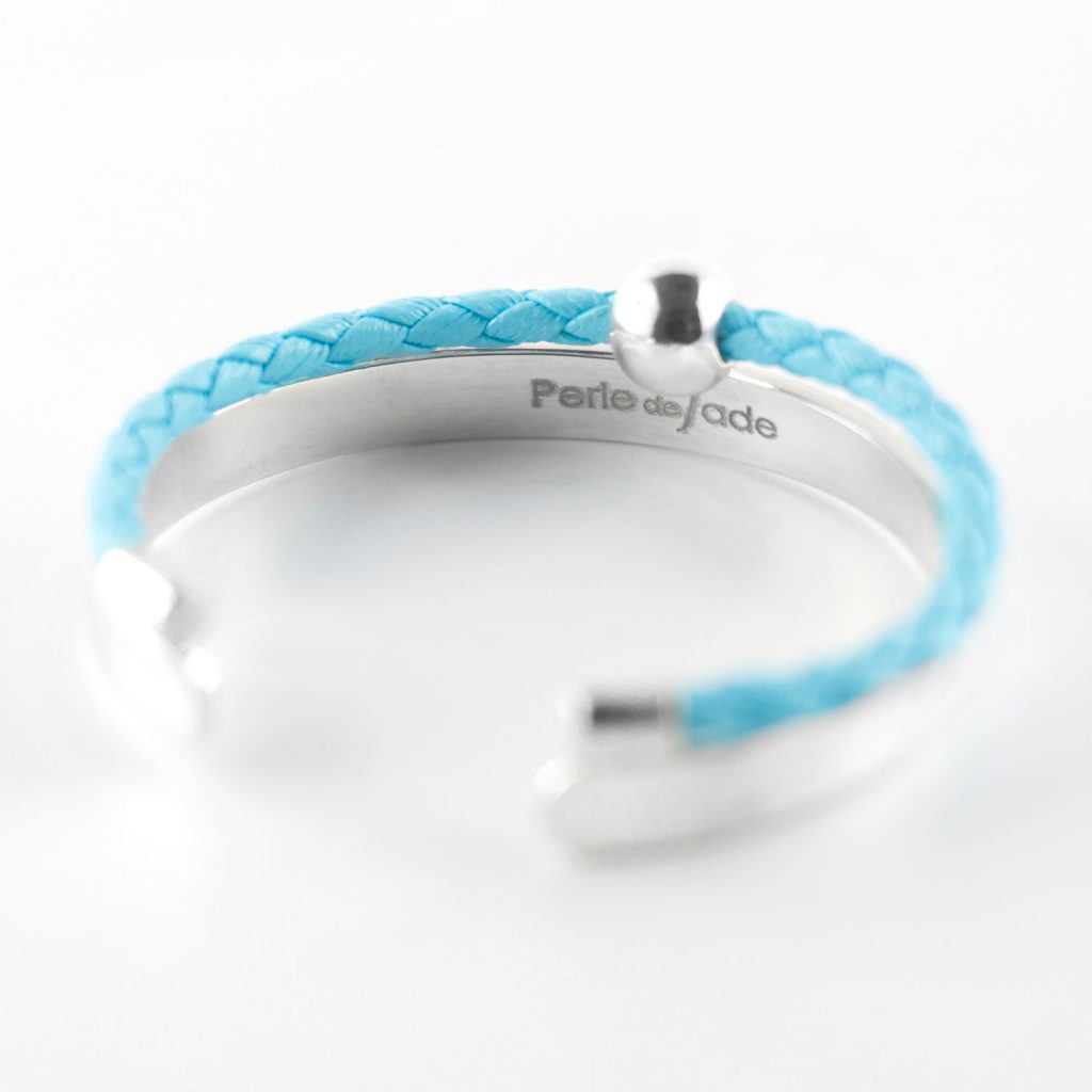 Bracelet Enfant Ancien Argent 925 – Dauphin Et Perles Bleues – 16.5cm