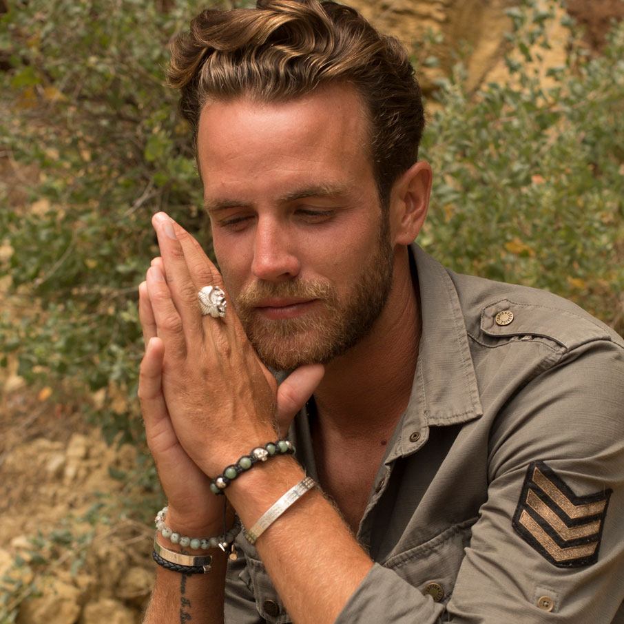 Bijoux Homme En Argent Cuir Bronze Et Pierres V ritables Perle De Jade