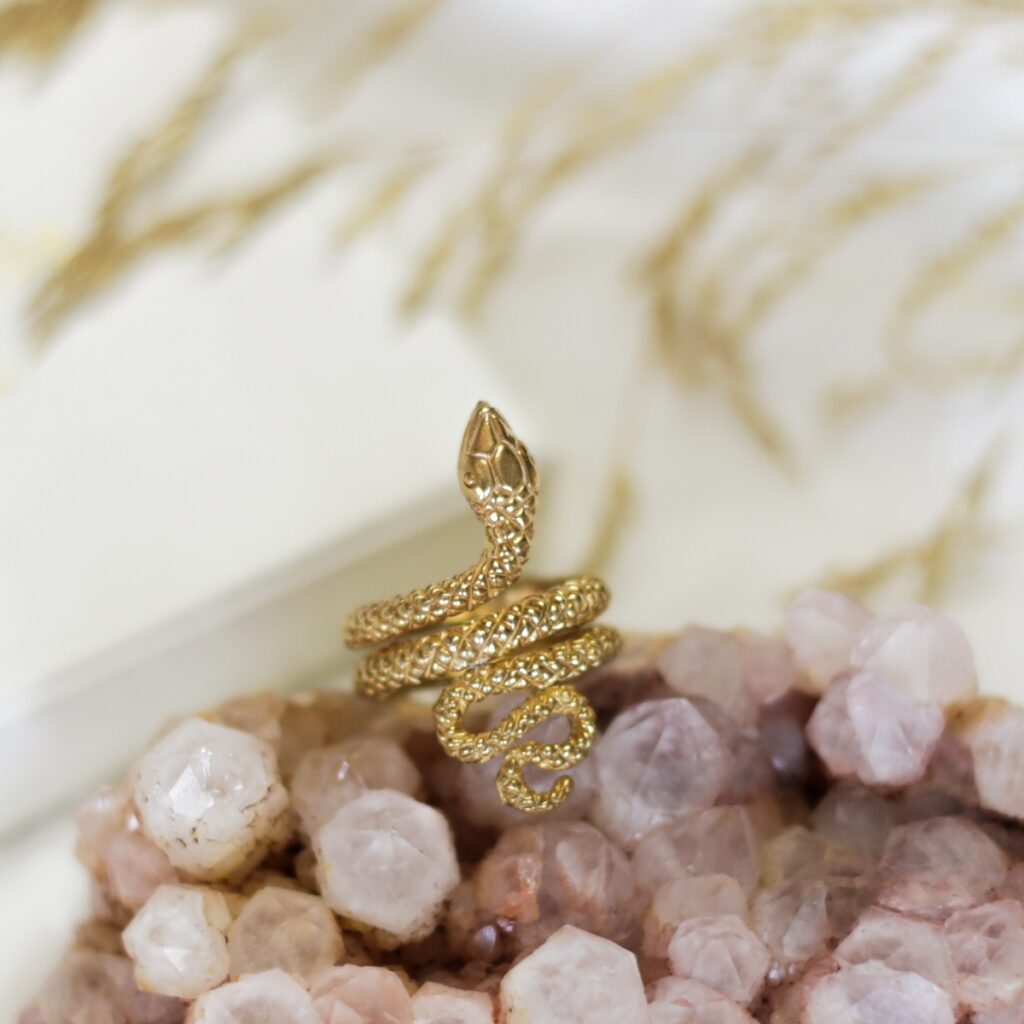 Bague Serpent En Or 333 (8 Carats) Avec Rubis - Taille Réglable, Unisexe, Neuve Avec étiquettes