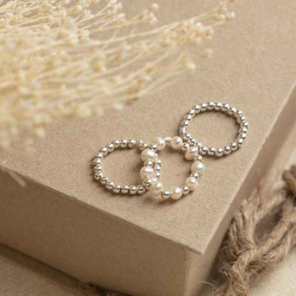 bague elastique argent - Perle de Jade